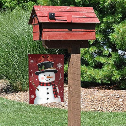 Gkyygk Snowman Red Winter Christmas Welcome Garden Flag 12x18 Inch Banners Small Yard Flag Burlap Farmhouse Outdoor Lawn Patio Decor