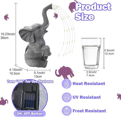 Solar Garden Decor Elephant Statue with LED String Lights, Waterproof Outdoor Decorative Elephant Figurine, Gardening Gifts for Women Mom Grandma, Unique Yard Art for Patio, Balcony, Lawn