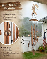 Bigfoot Wind Chimes for Outside Decor, Big Foot Sasquatch Birthday Gifts for Women Mom Sister, 34 Inch Aluminum Windchimes Outdoor for 4th of July Independence Day Decoration