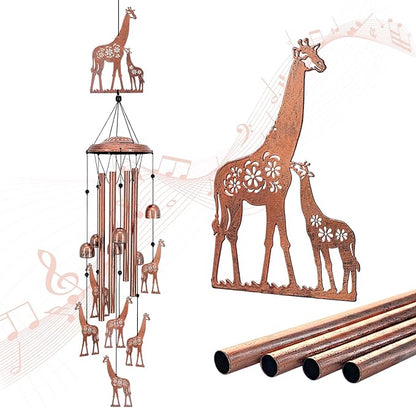 Giraffe Wind Chimes Outdoor Giraffe Gifts for Women/Men/Mom/Wife/Grandma Birthday Gifts Metal WindChimes for Outside/Indoors, Lawn, Patio, Home, Porch, Yard Decor, Garden Decoration