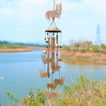 GDNSFIT Corgi Wind Chimes for Outside, Metal Windchimes Outdoors, Corgi Gifts for Women/Men, Memorial/Birthday Gifts, Garden Decor for Outside, Patio or Yard, Durable Chimes for Outdoors