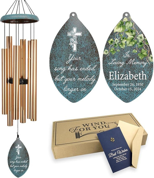 ASTARIN Personalized Memorial Gifts Wind Chimes, Sympathy Customized Wind Chimes in Loving Memory of Dad/Mom, Memorial Gifts for Loss, 35inch Wind Chime Deep Tone for Outdoor, Produced in USA
