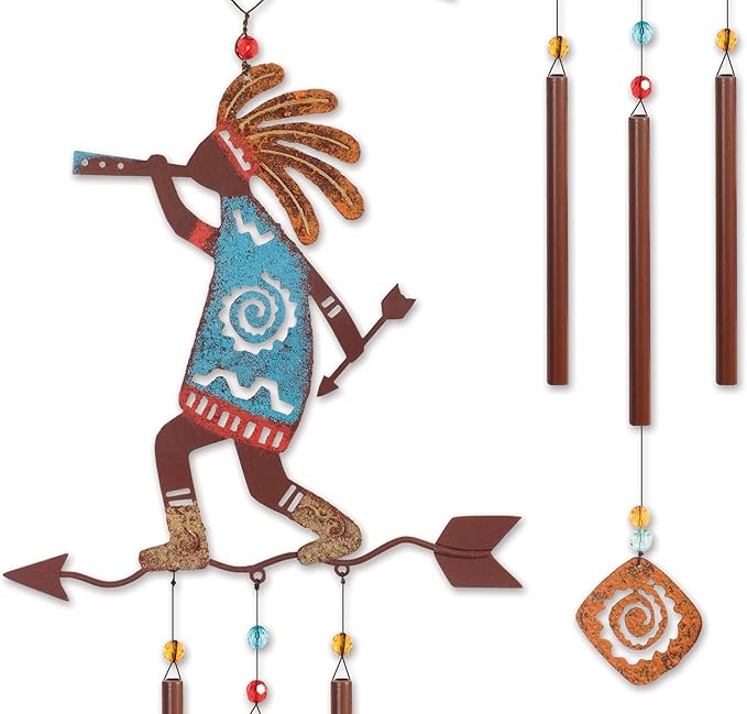 Sunset Vista Designs Kokopelli Arrow Wind Chime, 22"