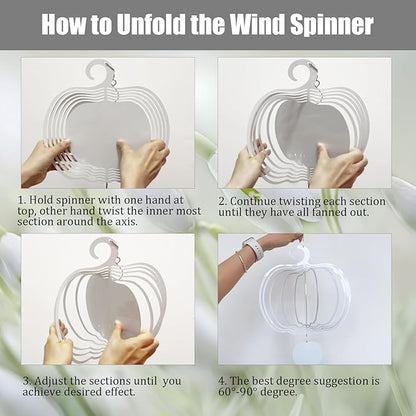 4Pack 8 inch Sublimation Wind Spinner Blanks 3D Aluminum Metal Wind Sculpture Kinetic Spinners for Yard and Garden Indoor Art Ornaments Hanging Decoration (Autumn Pumkin)