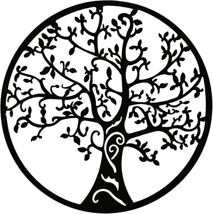 Bellaa 20247 Metal Wall Art Tree of Life Modern Contemporary Indoor Living Room Outdoor Garden Patio 3D Sculptures Plaque Home Decor Rustic Distressed Iron 24 inch