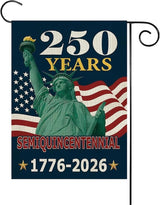 250th Anniversary USA Patriotic Garden Flag 12x18 Inch, Double Sided Weatherproof Yard Banner with Statue of Liberty & American Flag Design, 1776-2026 Commemorative Garden Flag for Outdoor Decor