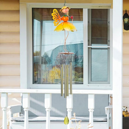 Taman Wind Chime for Outside - Flower Fairy Wind Chimes for Outside Aluminum Tubes Decorative Memorial Gift, for Home, Outdoor, Yard, Patio,Garden Decor