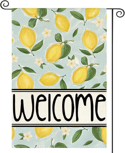 AVOIN colorlife Summer Lemon Garden Flag 12x18 Inch Double Sided Outside, Welcome Seasonal Yard Outdoor Flag