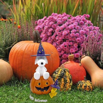 Peanuts® Snoopy and Woodstock on Jack-o-Lantern 8" Garden Statue