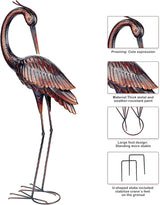 Kircust Crane Garden Sculptures & Statues Heron Decoy Large Size Metal Birds Yard Art Standing Vintage Brass Heron Lawn Ornament Outdoor Decorations 37 Inches Set of 2