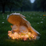 Elenon Cat Pet Memorial Stones Outdoor Statue, A Sleeping Cat Memorial Stones with Solar Light Garden Statue Decor, Pet Loss Sympathy Remembrance Grave Gifts