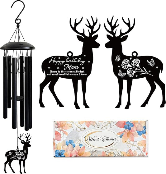 Wind Chimes for Mom - Birthday Gift from Daughter or Son, Perfect for Mother's Day, Christmas, Valentine's, Thanksgiving | Soothing Wind Bell, Gift for Mom Who Has Everything (Deer)