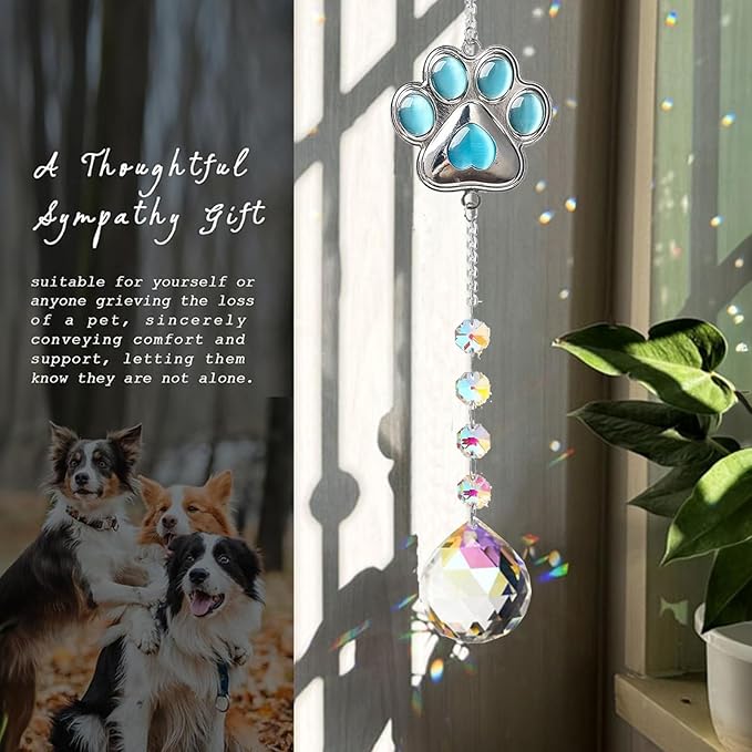 Dog Memorial Gifts for Loss of Dog, K9 Crystal Suncatcher Rainbow Maker Window Hanging Ornament for Pet Loss Sympathy Gift, Car Hanging Decoration, pet Christmas Ornament