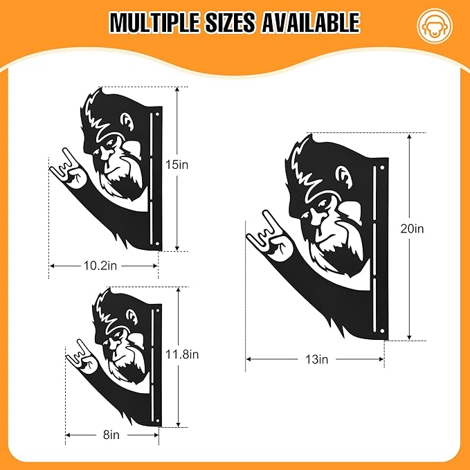Bigfoot Yard Decor, 11.8 * 7.5” Big Foot Sasquatch Gifts, Bigfoot Metal Victory Sign Gift, Sasquatch Metal Wall Art, Humorous decor for garden, Multiple Styles and Sizes, Easy Aseembly