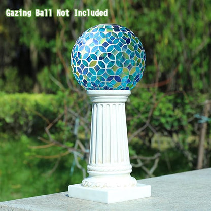 VCUTEKA Gazing Ball Stand, Roman Column Gazing Globe Stand for 8-10 Inch Garden Gazing Globe, Indoor/Outdoor Décor Accessories, White 9.6" H