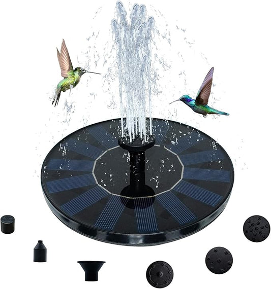Solar Bird Bath Fountain Pump 6.3" | Floating Solar Fountain with 7V 1.4W Panel | Solar Water Pump for Bird Bath, Pond, Garden & Outdoor Water Features | 5 Spray Patterns