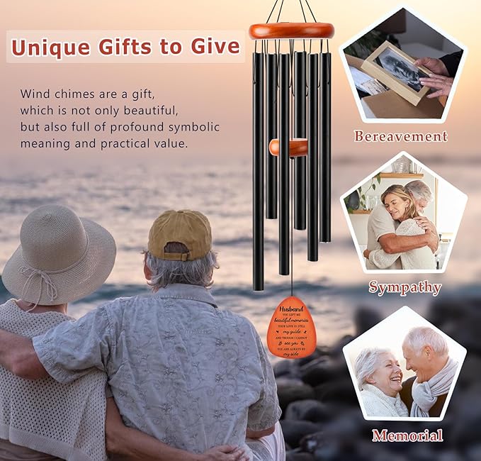 Memorial Gifts for Loss of Husband, 32" Memorial Sympathy Wind Chimes for Loss of Husband, Sympathy/Bereavement/Remembrance Gifts for Loss of Husband
