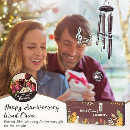 25th Anniversary Wind Chimes Gifts for Men Women, Romantic 25 Year Anniversary for Couples, Parents, Wife, Husband, Friends, Happy Anniversaries Decorations