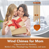 Gifts for Mom, 25.5" Aluminum Wind Chimes for Outside with Heart Catcher, Mom Birthday Gifts from Daughter or Son, Mother Gifts for Birthday, Christmas, Mother's Day, Home Decor