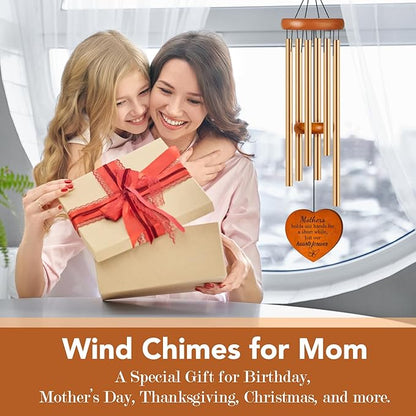 Gifts for Mom, 25.5" Aluminum Wind Chimes for Outside with Heart Catcher, Mom Birthday Gifts from Daughter or Son, Mother Gifts for Birthday, Christmas, Mother's Day, Home Decor