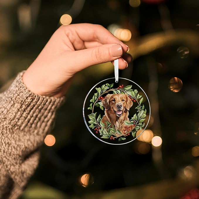 Colorful Dogs Acrylic Suncatcher Ornament for Window Decor, Acrylic Suncatcher Window Hanging Decor, Dog Lovers Gifts for Women, Dogs Christmas Ornaments for Tree Hanging (Golden Retriever)