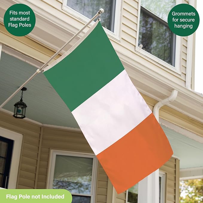 Evergreen Ireland Flag 3x5 flag Outdoor Double Sided, National Flags for Outside with Grommets, 3-Ply Banners for Garden Patio, Indoor Wall Decor for Room, Works with Standard Estate Flag Poles