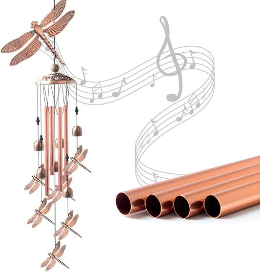 Dragonfly Wind Chimes, windchimes Outdoor, Garden Decor, Garden Gifts, Gifts for mom,Memorial Wind-Chimes Copper windchimes Indoor/Outdoor Waterproof