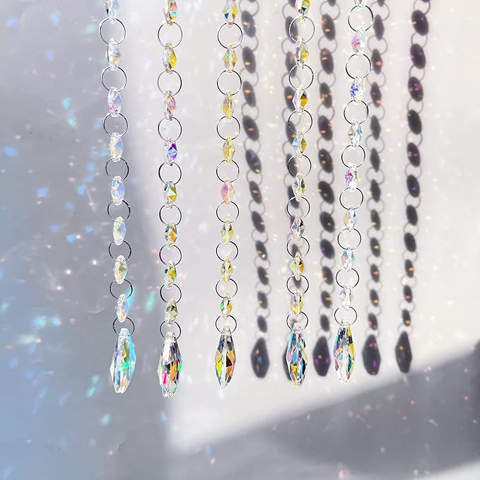 KANPURA Pack of 10 Teardrop Crystals Garland,Crystal Teardrop Chandelier Replacement,Hanging Glass Crystals for Chandelier, Christmas Tree, Home Decor(AB)