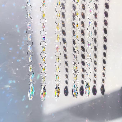 KANPURA Pack of 10 Teardrop Crystals Garland,Crystal Teardrop Chandelier Replacement,Hanging Glass Crystals for Chandelier, Christmas Tree, Home Decor(AB)