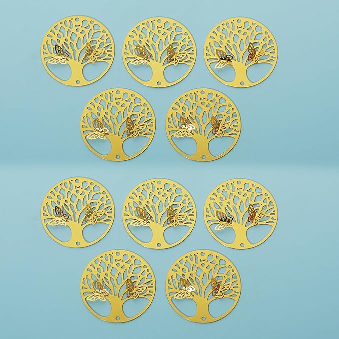 10pcs Gold Tree of Life Hanging Suncatcher Parts Window Pendant DIY Metal Ornament DIY Hand-Crafts Gifts