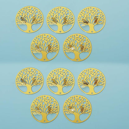 10pcs Gold Tree of Life Hanging Suncatcher Parts Window Pendant DIY Metal Ornament DIY Hand-Crafts Gifts