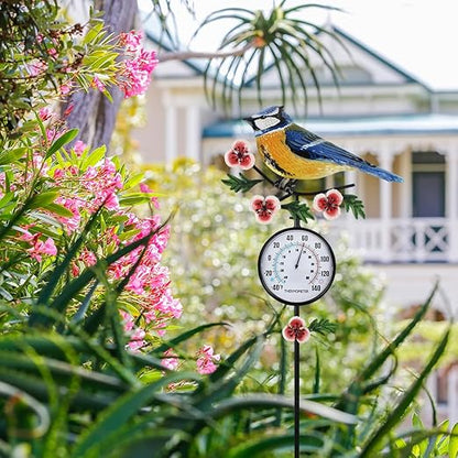 Hummingbird Outdoor Thermometer, 35" Tall No Battery Needed Outside Thermometer with Garden Stake, Indoor Wall Thermometer for Yard Patio Decor