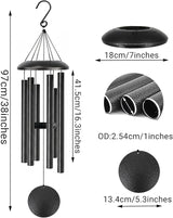 Wind Chimes for Outside Deep Tone, 38" Large WindChimes with 6 Tubes, 100% Rustproof Aluminum, Memorial Gift or Garden Patio Porch and Outdoor Décor(Silver)