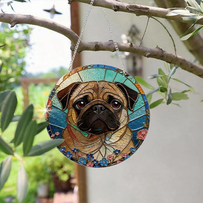 Dog Acrylic Suncatcher, Artistic Colorful Acrylic Suncatcher, Indoor Window Wall Art, Hand-Painted Sun Catcher Garden Hangings, Animal Lover Home Decor, Housewarming Gift, Dog Mom Gift