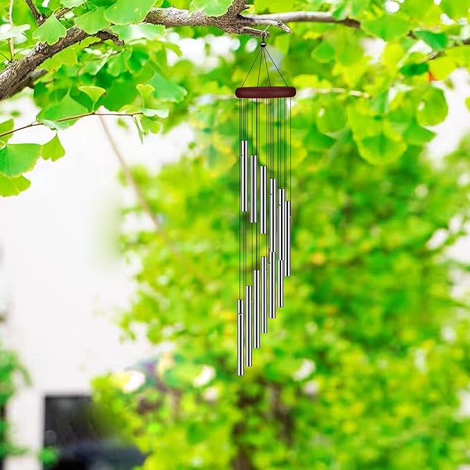 4 Pack Wind Chimes for Outside, Sympathy Wind Chimes Outdoor Clearance with 12 Aluminum Alloy Tubes and Hook, Memorial Windchime Gift Decoration for Home, Patio, Garden, Outdoor