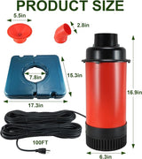 Pond Fountain Aerator, AS1 1HP 750W 15000GPH 110V High Flow Floating Water Fountain Pump With 100ft Power Cord, Thickened Body Aerating Fountains Cascade for Large Small Pond/Lake (No Timer)