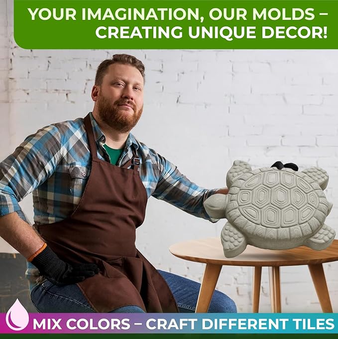 Turtle Stepping Stone Mold Garden Concrete Mold Cement Plastic ABS 2mm - Tortoise Mould for Cement - Paving DIY Turtle Garden Stone Path Form