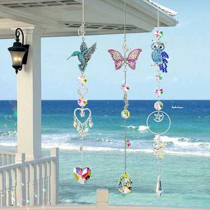 230Pcs Sun Catchers DIY Making Kit for Adults Arts and Crafts Diamond-Setting Butterfly Hummingbird Owl Crystal Suncatcher Hanging Prism Rainbow Maker for Window Garden Christmas Decor