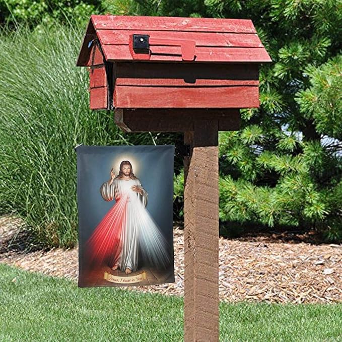 Divine Mercy Garden Flag Double Sided Vertical Divine Mercy House Flags Yard Signs Outdoor Decor 28"X40"