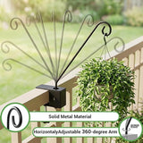 4 Pack Heavy Duty Deck Hook, 17 Inch Railing Hook, 360 Degree Swivel Plant Hanger, Solid Metal Deck Hangers for Hanging Bird Feeders, Wind Chimes, Lanterns and Flower Pots, Black