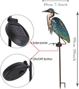 TERESA'S Collections Blue Heron Garden Decor for Outside Solar Lights, 39" Glass Lawn Ornaments with Outdoor Lights Decorative Stake, Yard Art Decorations Outdoor for Patio Gifts for Mom Grandma
