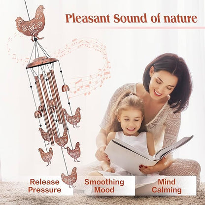 for Mom Chicken Wind Chimes for Outside,Chicken Gifts for Women/Men/Sympathy/Memorial Gifts/Birthday Festival Metal windchimes Outdoors/Indoors,Patio,Garden Decor,Home,Yard