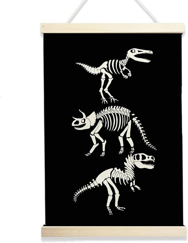 NQDWX Dinosaur Wood Poster Hanger - Dino Wall Decor for Kids Room, 12x17 Inch Rustic Wooden Hanging Sign, Dinosaur Banner, Unique Nursery Decor Gift for Boys & Girls. (134)