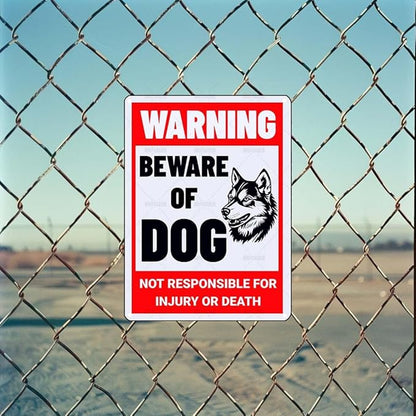 Beware of Dog Sign Husky Metal Sign Warning Beware of Dog Signs for Fence Outdoor Farm Garden Gate Home Yard Decor 8x12 Inch