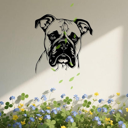 Boxer Dog Metal Wall Art - Rustproof Iron Dog Statue Mural for Patio, Fence & Wall Decor, Durable Pet-Themed Home Decoration(30cm/11.81in)