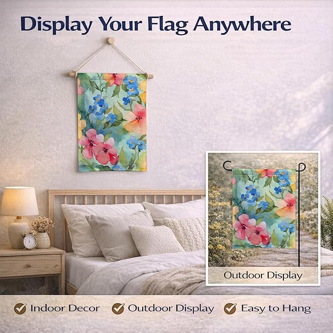Caroline's Treasures Alaska Forget-me-nots in Watercolor Garden Flag Mailbox Flag Decorative Yard Flag Banner Outside Patio Artwork Yard Flower Beds, Garden Size, Multicolor