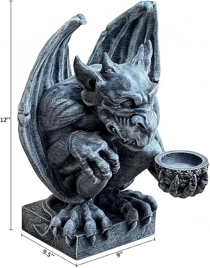 OLOMA Antique Style Gargoyle Statue Gothic Garden Decor Heavy Stone Outdoor Sculpture Aged Historic Look Mythical Guardian Weather Resistant Outdoor Indoor Decorative Accent for Entryway Patio Yard
