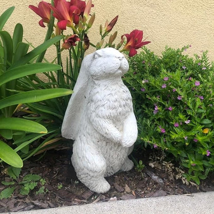 Vintage English Hare Statue: Solid Durable Stone with Aged Texture. Perfect for Home Decor & Sealed for Outdoor Use. Handcrafted USA. (Classic/White)