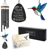 Sympathy Wind Chimes for Loss of Loved One, Memorial Gifts for Loss of Mother/Dad/Husband - Hummingbird Wind Chimes for Outside with Mute Option, in Memory of Loved One Gifts, Bereavement Wind Chimes