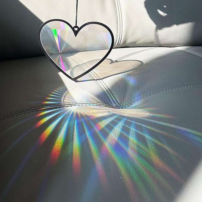 Colorful Suncatcher Rainbow Maker Prism Heart Shape Acrylic Pendant for Window Hanging Home Garden Party Wedding Ornament Gift